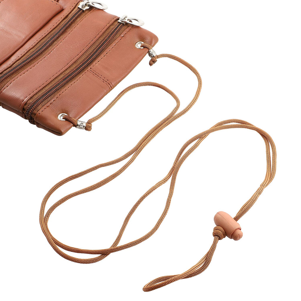 100% Genuine Leather Crossbody Bag - Tan