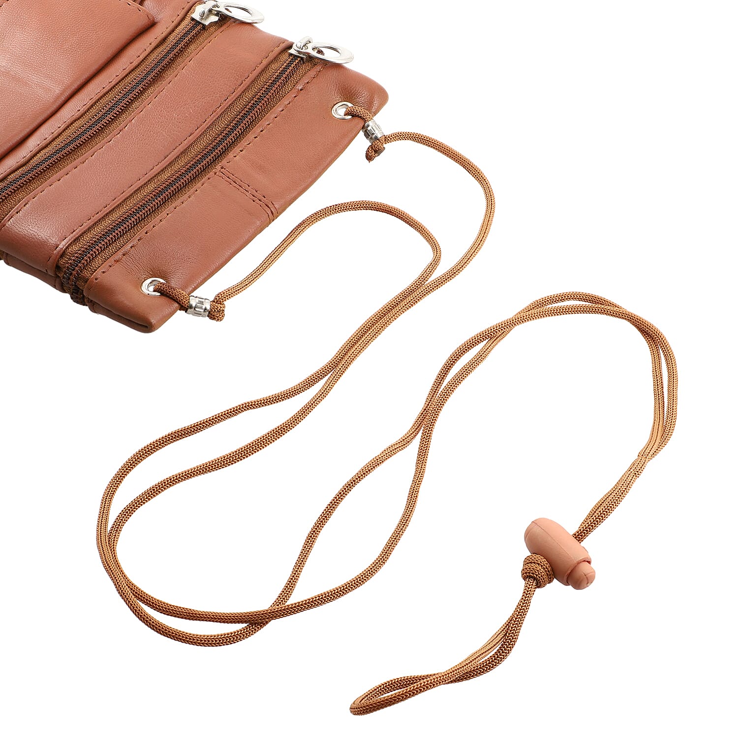 100% Genuine Leather Crossbody Bag - Tan 7210706 5