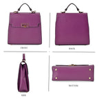 Designer Inspired - 100% Genuine Leather Solid Crossbody Satchel Bag with Adjustable Shoulder Strap (Size 26x11x22 cm) - Purple