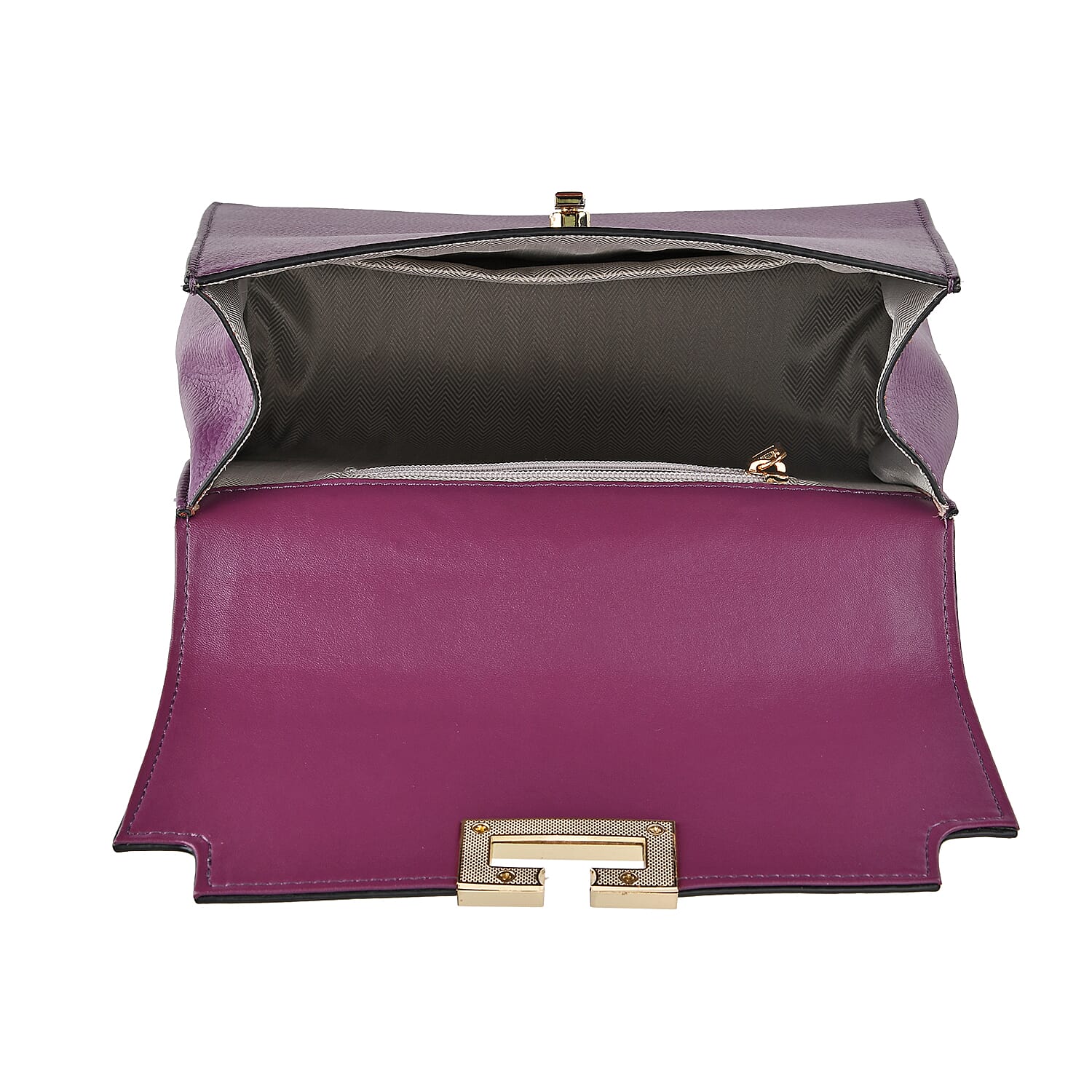 Designer Inspired - 100% Genuine Leather Solid Crossbody Satchel Bag with Adjustable Shoulder Strap (Size 26x11x22 cm) - Purple 7734222 4