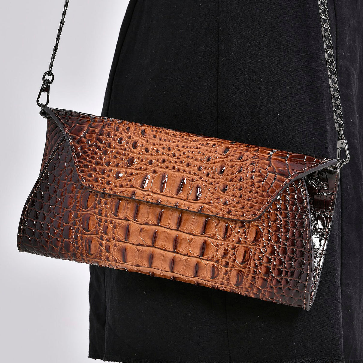 Genuine Leather Croc Skin Textured Crossbody Bag 7749515 2