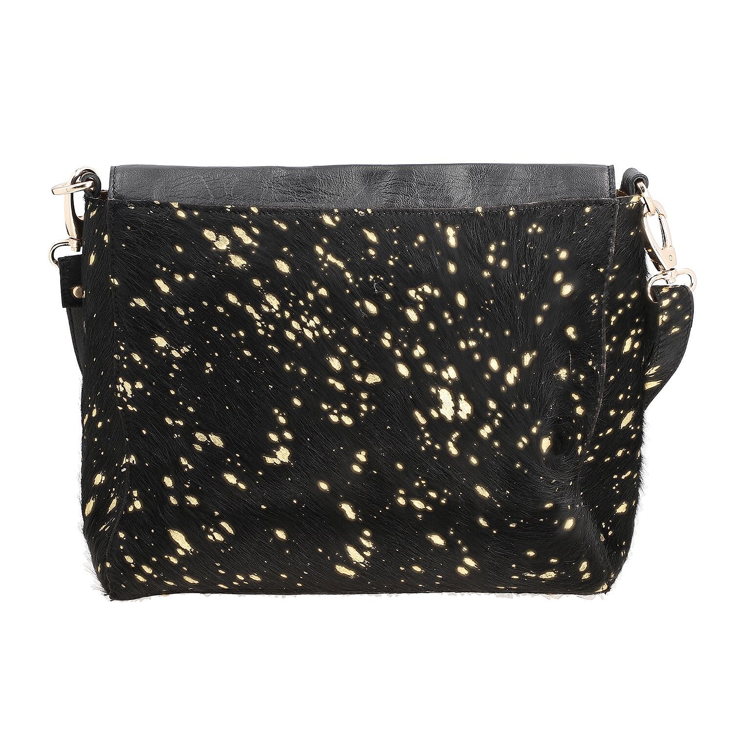 100% Genuine Leather Cowhide with Golden Foil Printing Crossbody Bag - Golden &amp; Black 7254174 4