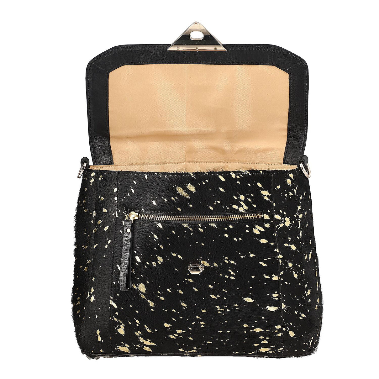 100% Genuine Leather Cowhide with Golden Foil Printing Crossbody Bag - Golden &amp; Black 7254174 6