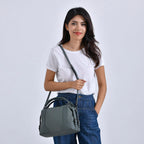Leather Solid Crossbody Bag (Size 29x13x22 cm) - Green
