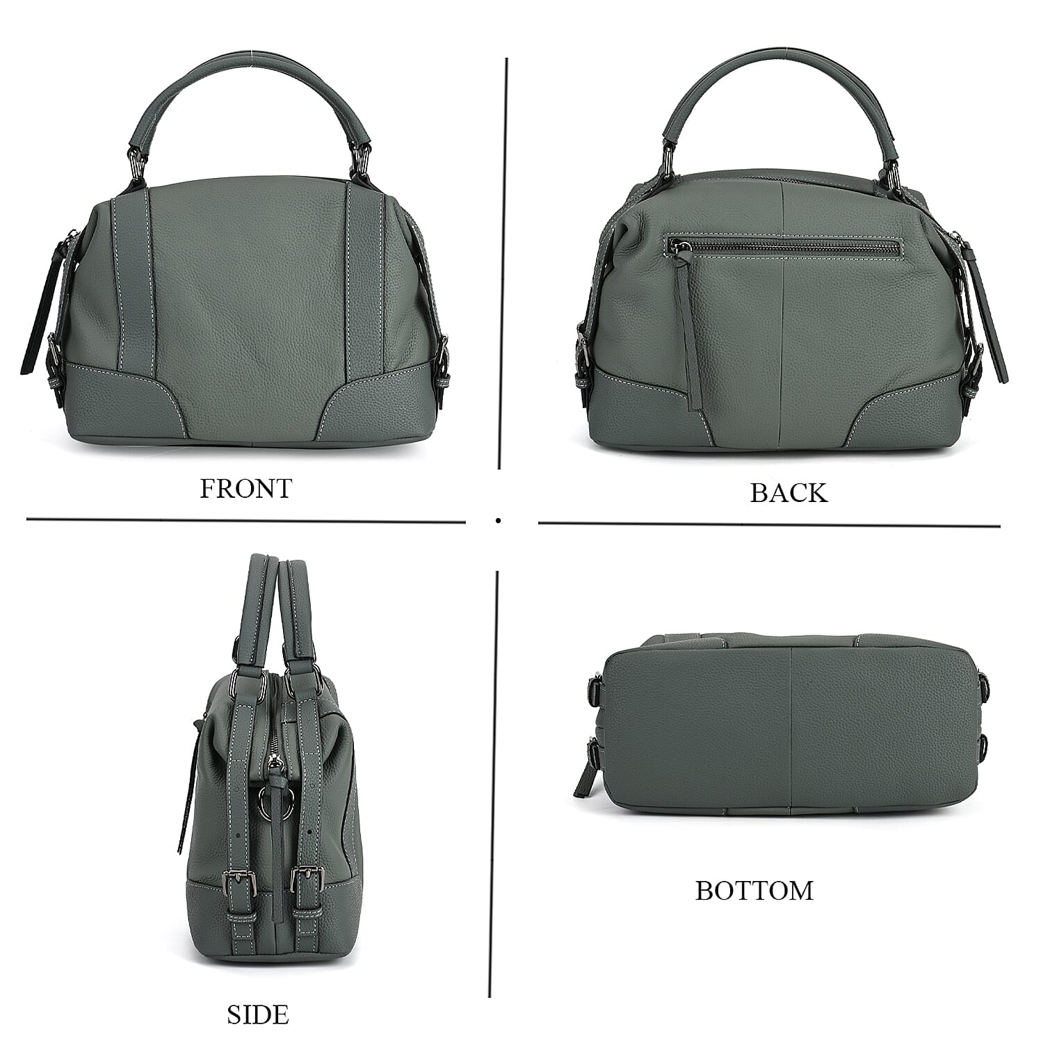 Leather Solid Crossbody Bag (Size 29x13x22 cm) - Green 7859857 3