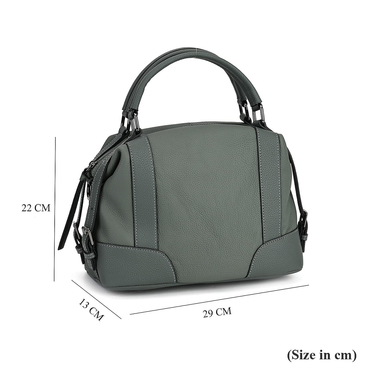 Leather Solid Crossbody Bag (Size 29x13x22 cm) - Green 7859857 6