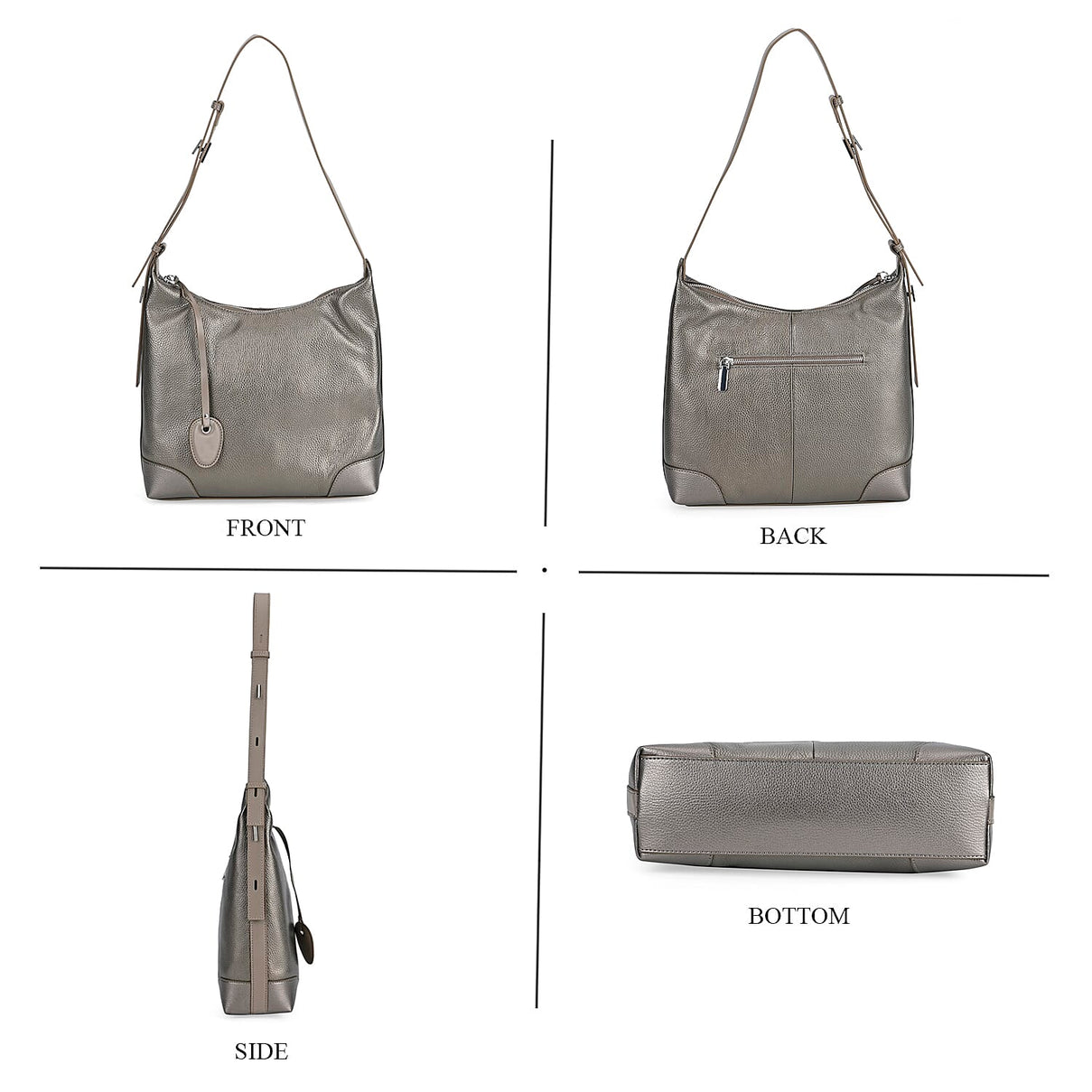 Leather Solid Crossbody Bag (Size 29x8x30 cm) - Metallic Grey 7859842 10