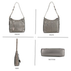 Leather Solid Crossbody Bag (Size 29x8x30 cm) - Metallic Grey