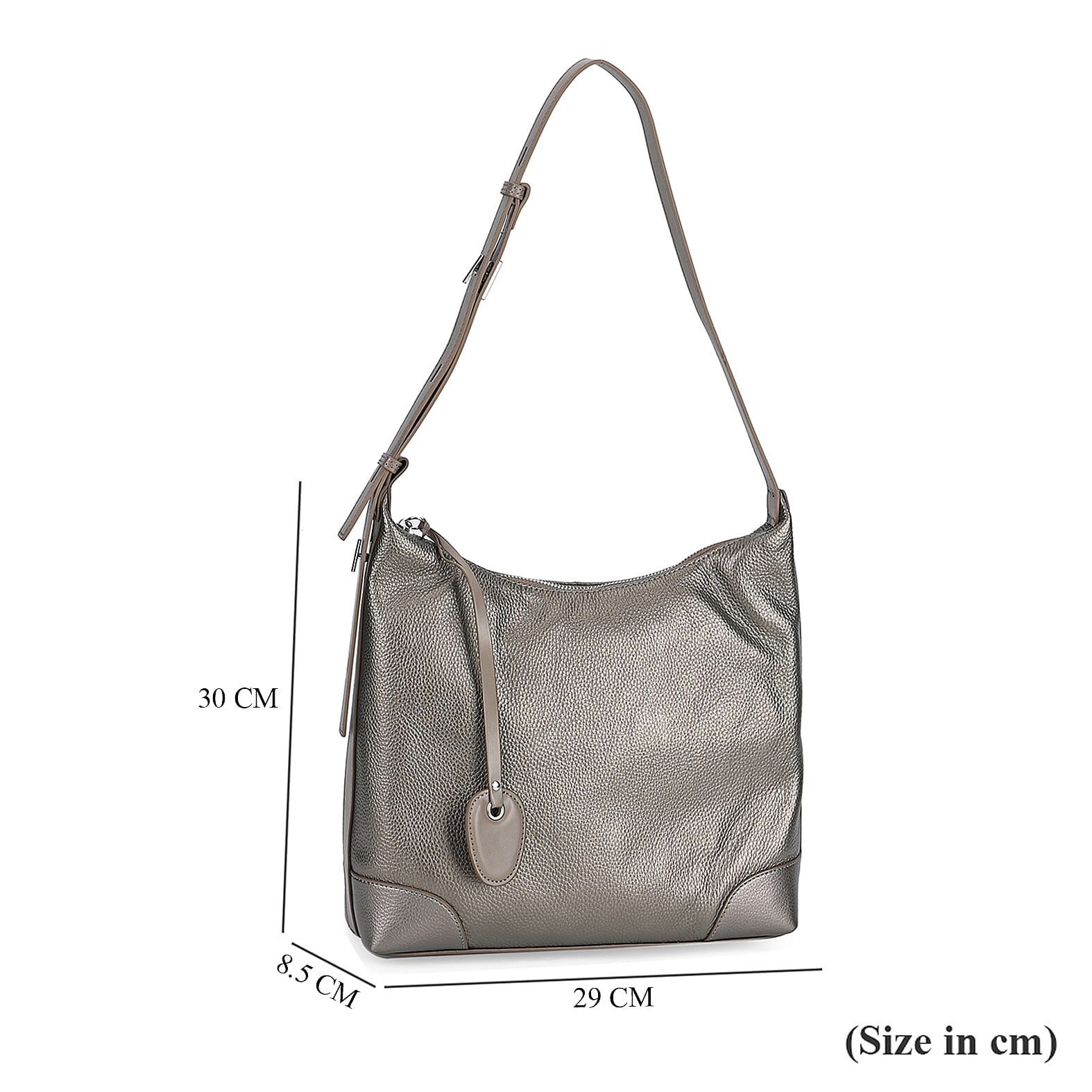 Leather Solid Crossbody Bag (Size 29x8x30 cm) - Metallic Grey 7859842 13