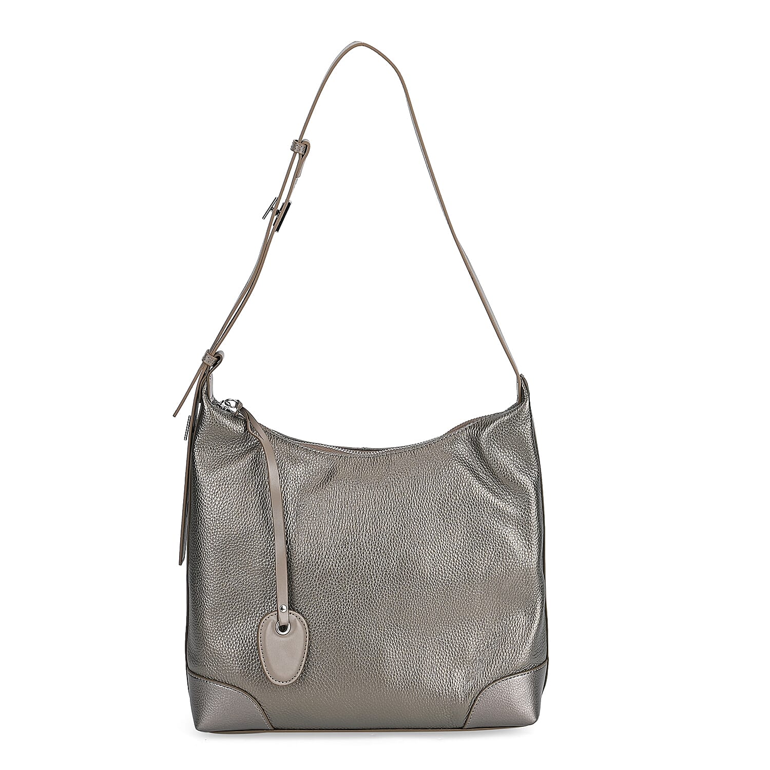 Leather Solid Crossbody Bag (Size 29x8x30 cm) - Metallic Grey 7859842 0
