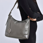 Leather Solid Crossbody Bag (Size 29x8x30 cm) - Metallic Grey