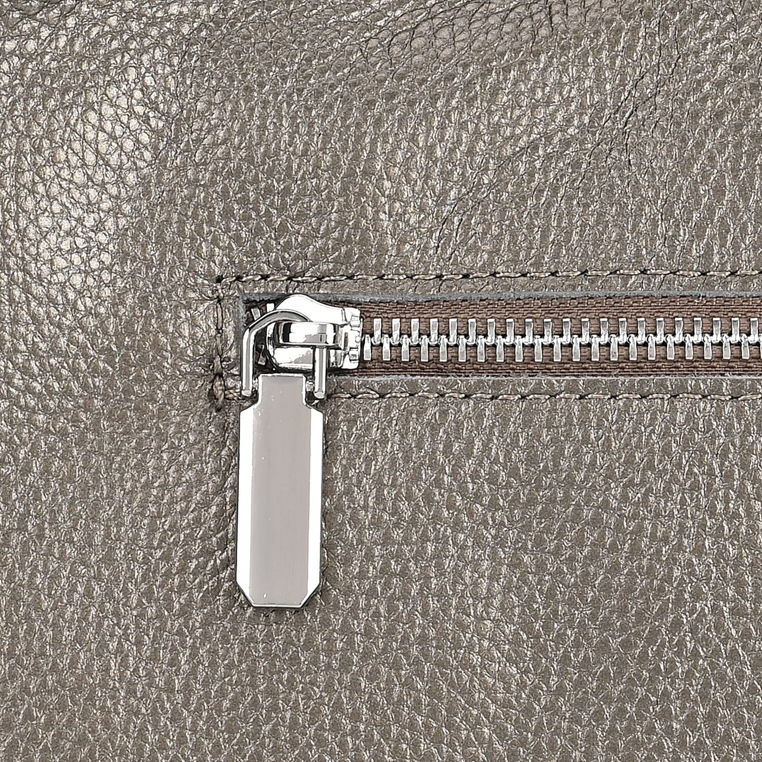 Leather Solid Crossbody Bag (Size 29x8x30 cm) - Metallic Grey 7859842 5