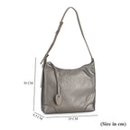 Leather Solid Crossbody Bag (Size 29x8x30 cm) - Metallic Grey