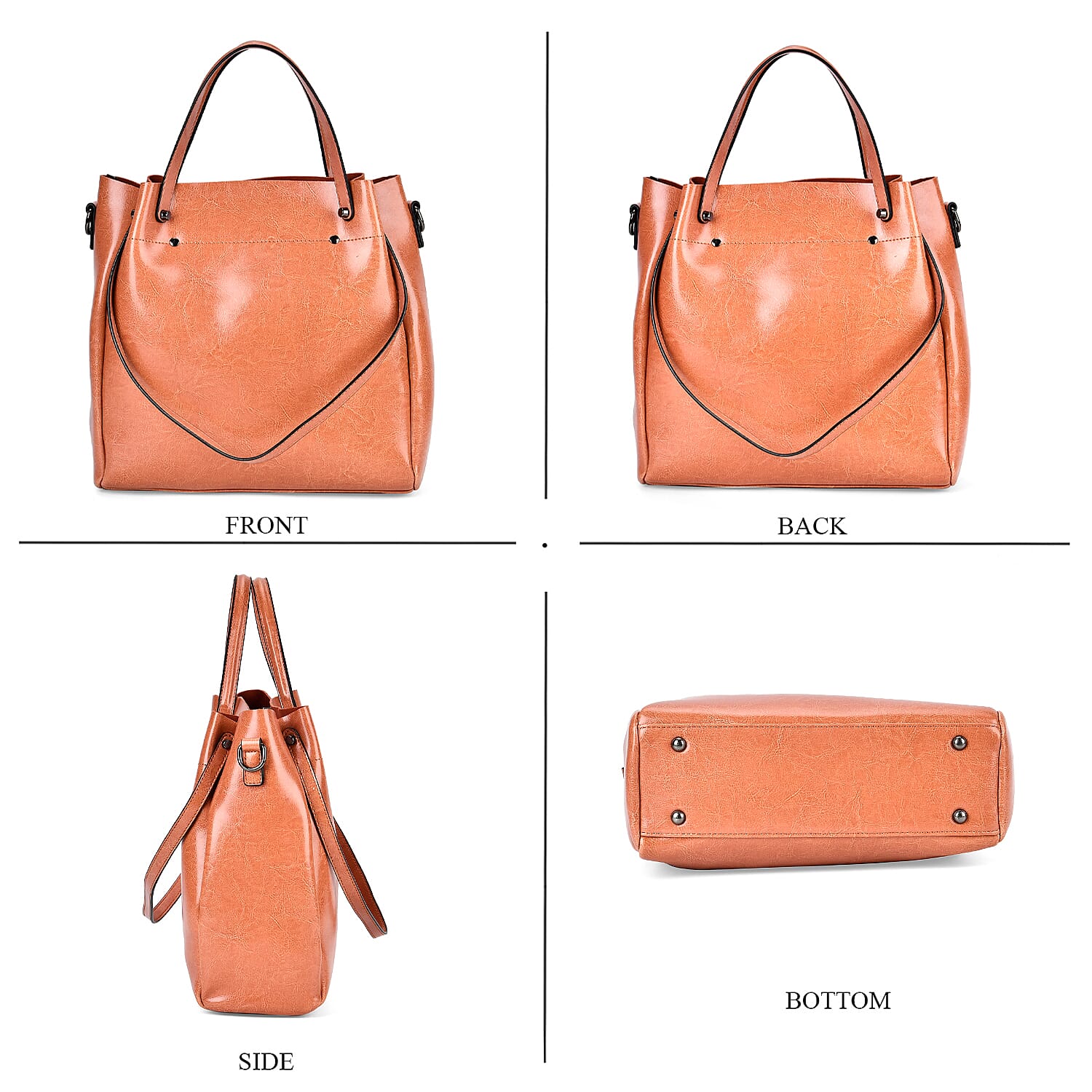 Genuine Leather Convertible Bag with Handle Drop and Detachable Long Strap 7722150 4