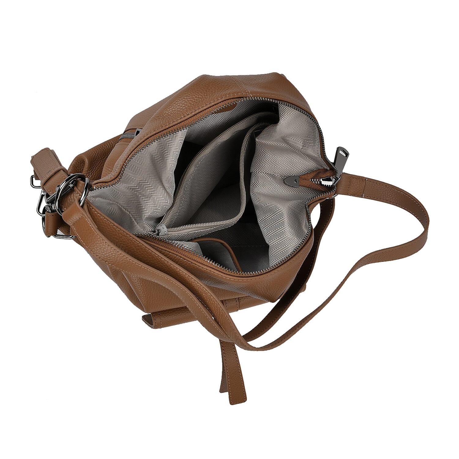 100% Genuine Leather 2-in-1 Crossbody Bag with Adjustable Shoulder Strap - Khaki 7749415 2
