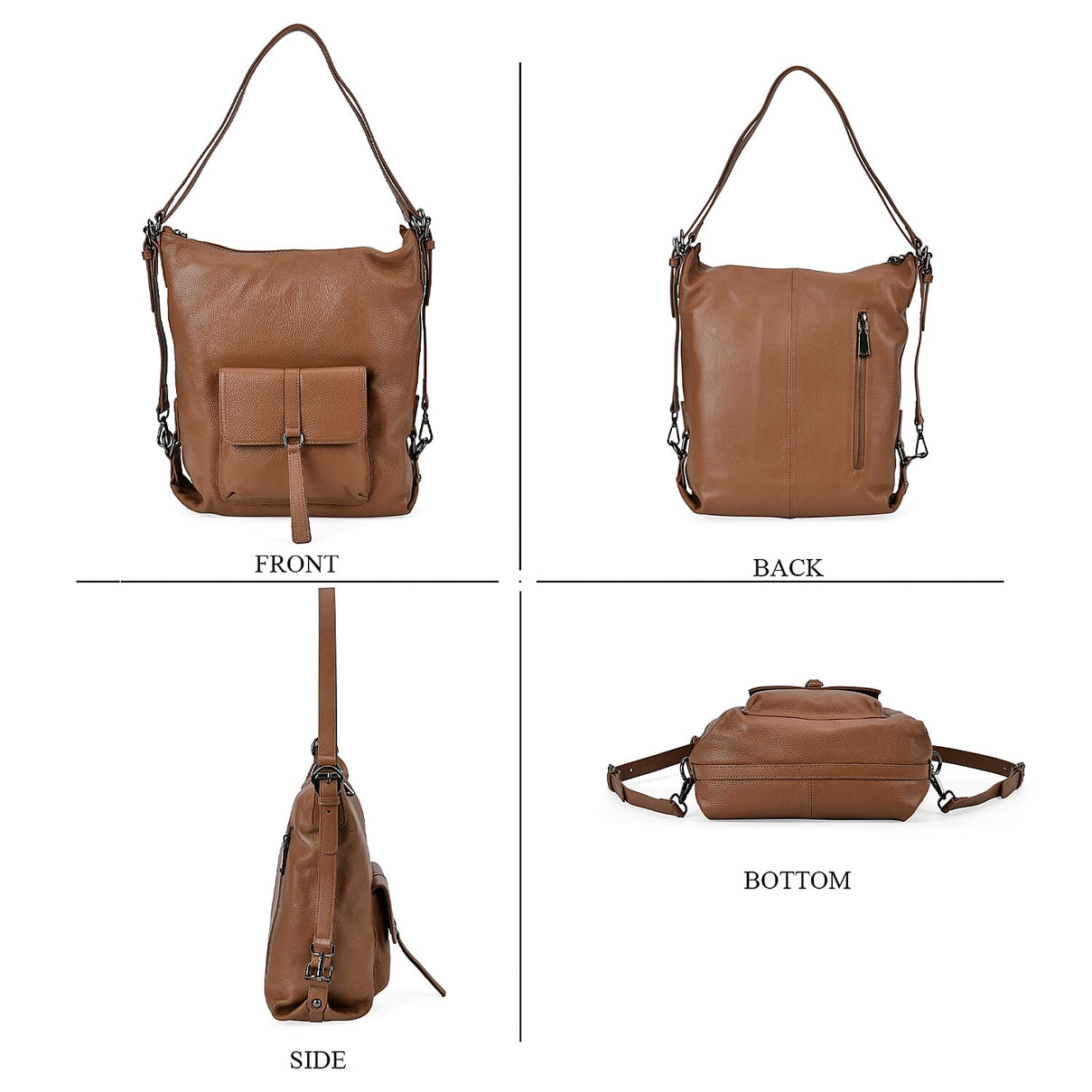 100% Genuine Leather 2-in-1 Crossbody Bag with Adjustable Shoulder Strap - Khaki 7749415 4