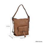 100% Genuine Leather 2-in-1 Crossbody Bag with Adjustable Shoulder Strap - Khaki