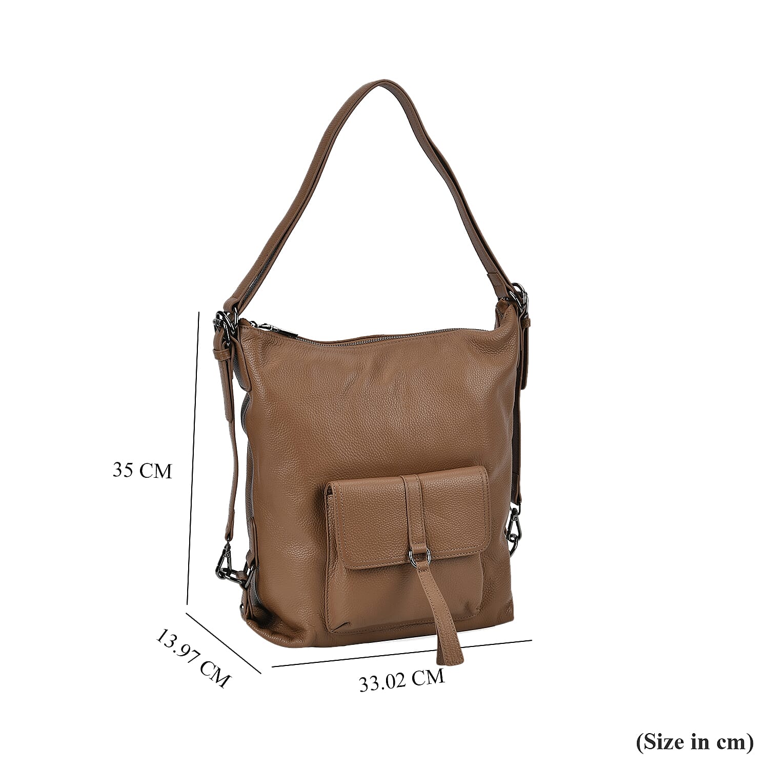 100% Genuine Leather 2-in-1 Crossbody Bag with Adjustable Shoulder Strap - Khaki 7749415 5