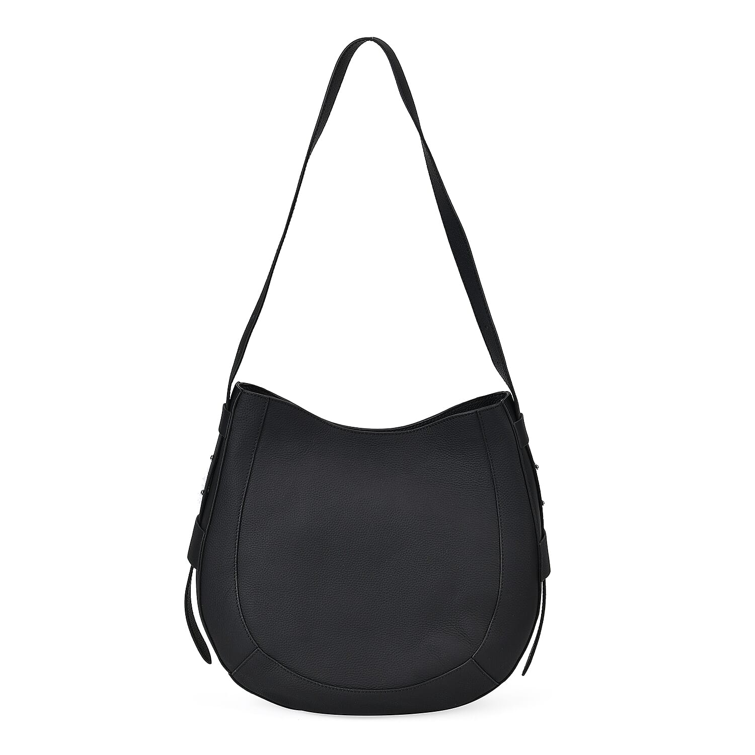 Genuine Leather Hobo Style Bag with Zipped Closure and Adjustable Shoulder Strap 7749448 0