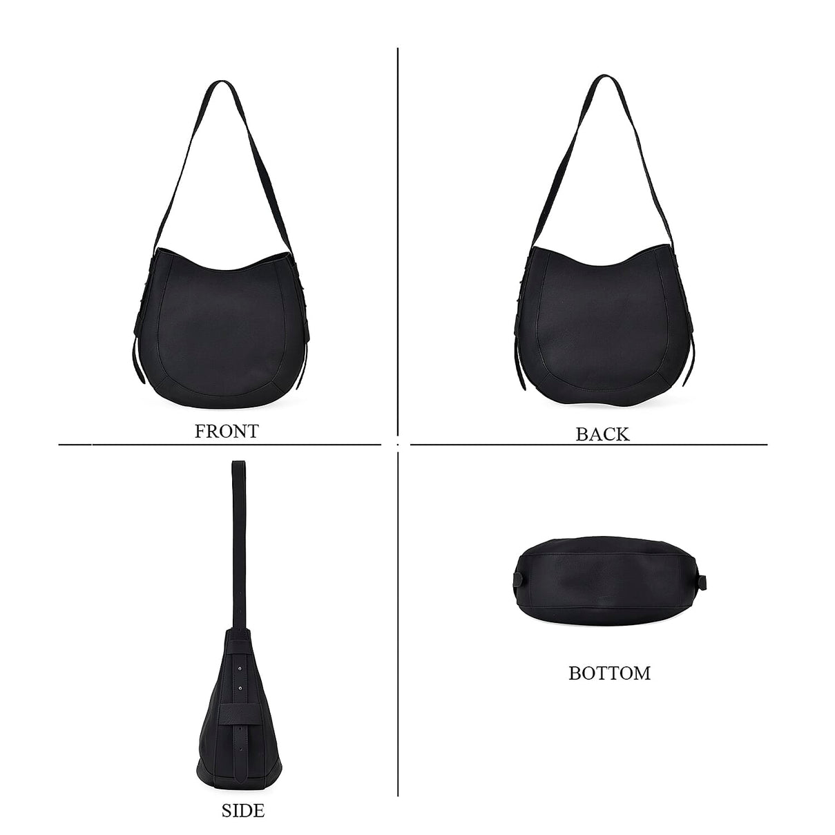 Genuine Leather Hobo Style Bag with Zipped Closure and Adjustable Shoulder Strap 7749448 3