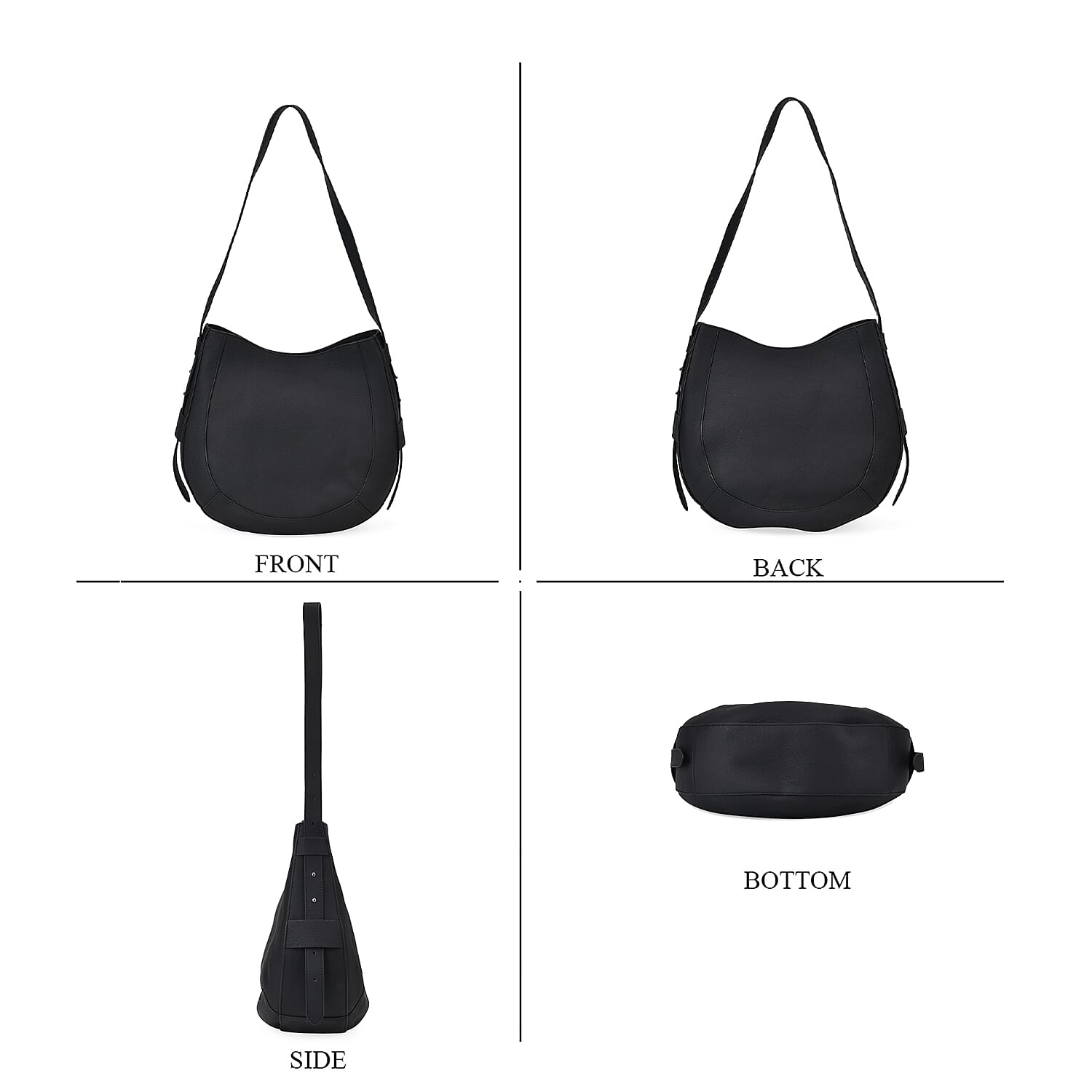 Genuine Leather Hobo Style Bag with Zipped Closure and Adjustable Shoulder Strap 7749448 3