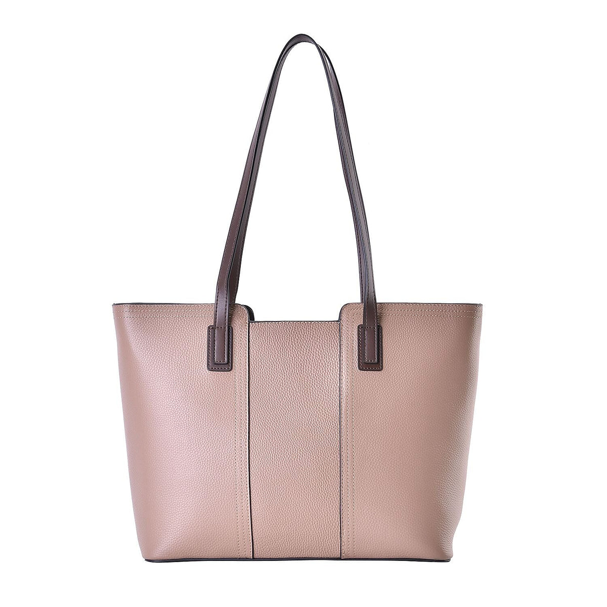 Hong Kong Closeout - 100% Genuine Leather Solid Tote Bag - Beige 7571833 0