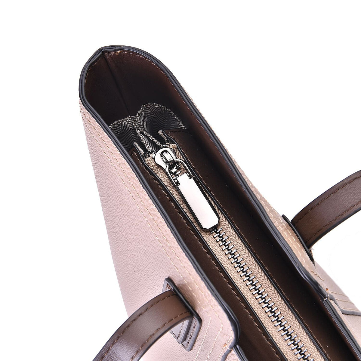 Hong Kong Closeout - 100% Genuine Leather Solid Tote Bag - Beige 7571833 4