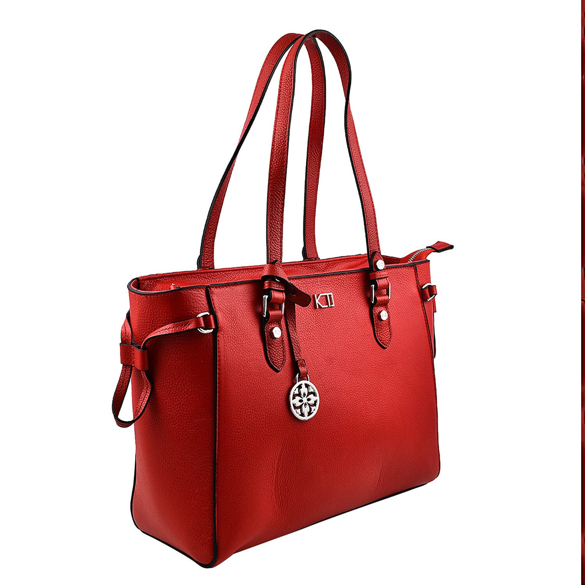 KTD by Kenzo Takada Leather Drawstring Tote Bag with Charm - Red 7514963 2