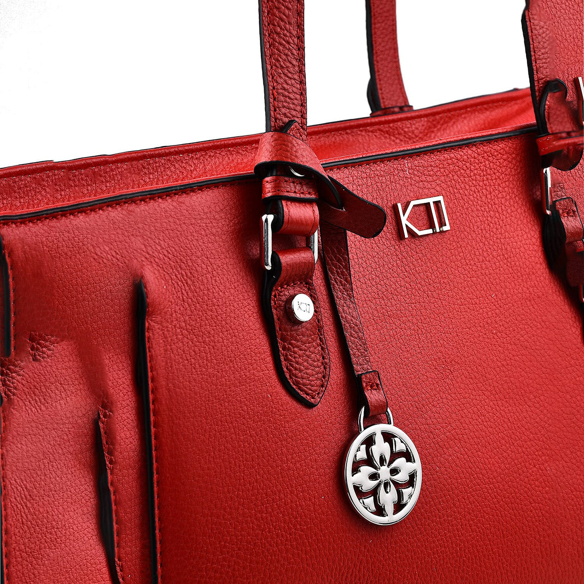 KTD by Kenzo Takada Leather Drawstring Tote Bag with Charm - Red 7514963 3