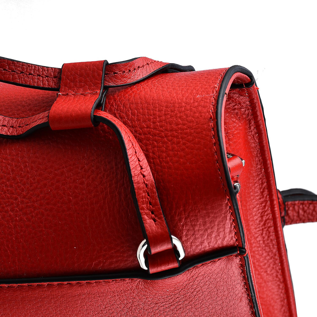 KTD by Kenzo Takada Leather Drawstring Tote Bag with Charm - Red 7514963 4