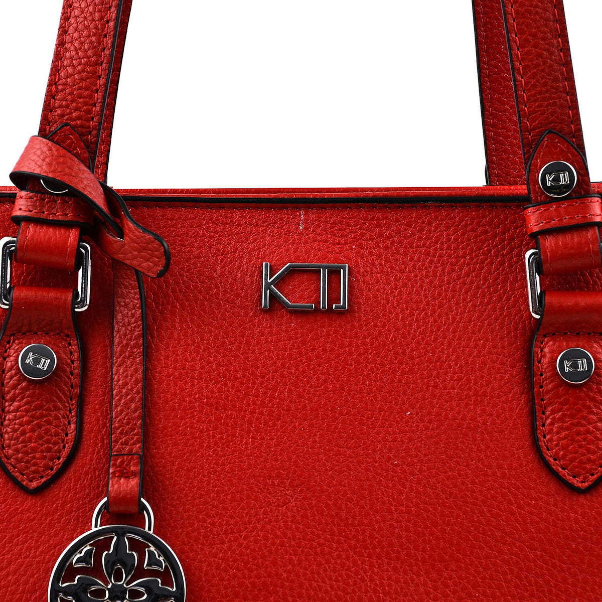 KTD by Kenzo Takada Leather Drawstring Tote Bag with Charm - Red 7514963 6