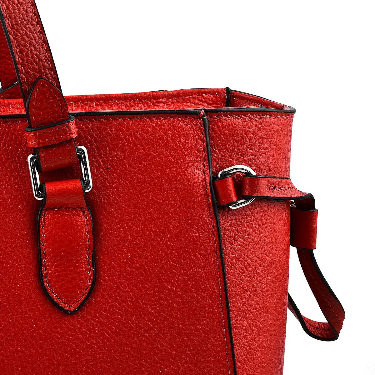 KTD by Kenzo Takada Leather Drawstring Tote Bag with Charm - Red 7514963 7