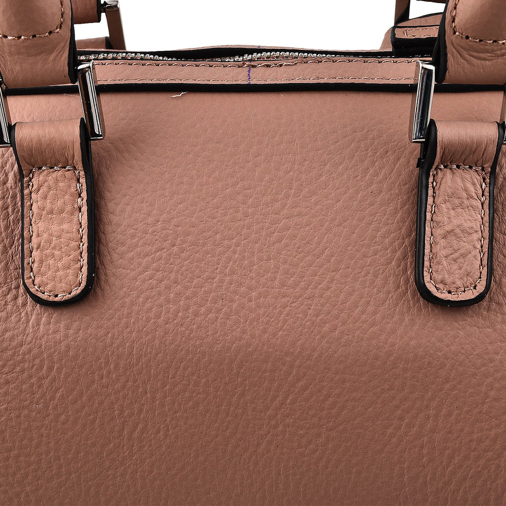 KTD by Kenzo Takada Leather Mini City Tote Bag with Top Handle & Tassel Charm - Nude