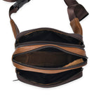 Genuine Leather Weave Waist Bag - Brown