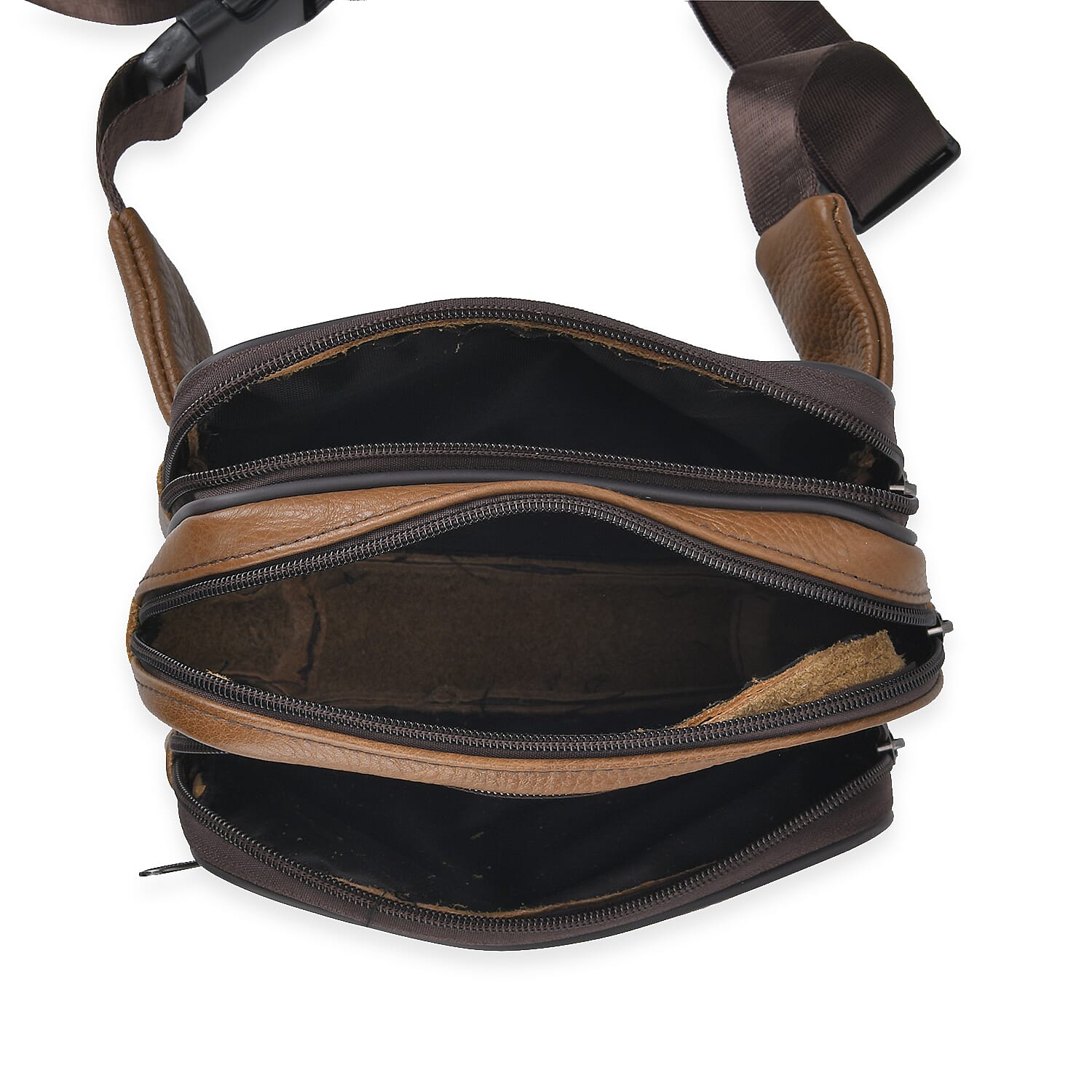 Genuine Leather Weave Waist Bag - Brown 7700615 8