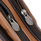 Genuine Leather Weave Waist Bag - Brown