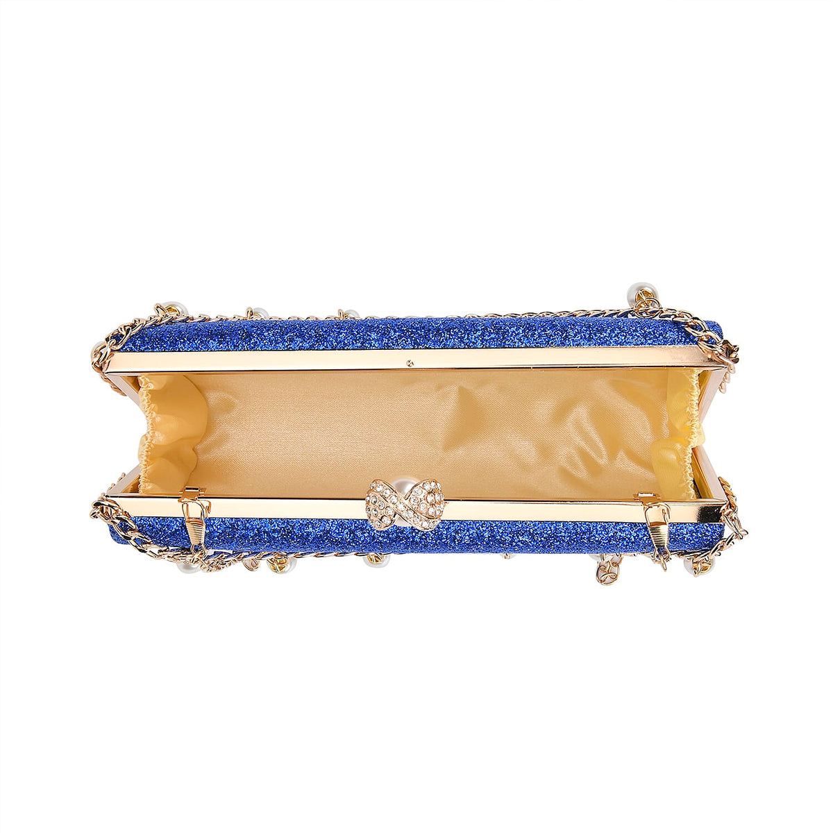 Leatherette Clutch Bag with Necklace &amp; Bracelet (Size 22x12x4 cm) - Navy 7863033 9