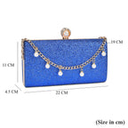 Leatherette Clutch Bag with Necklace & Bracelet (Size 22x12x4 cm) - Navy