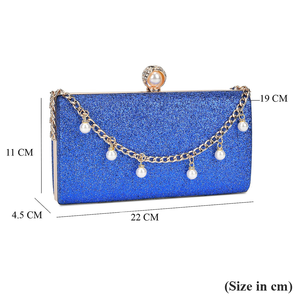 Leatherette Clutch Bag with Necklace &amp; Bracelet (Size 22x12x4 cm) - Navy 7863033 15