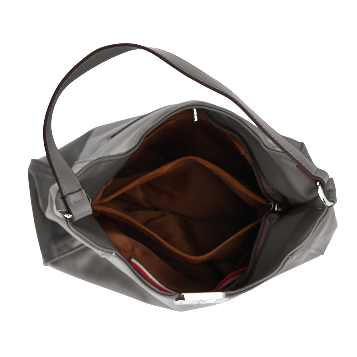 Leatherette Hobo Bag with Adjustable Shoulder Strap - Grey V32576592 6