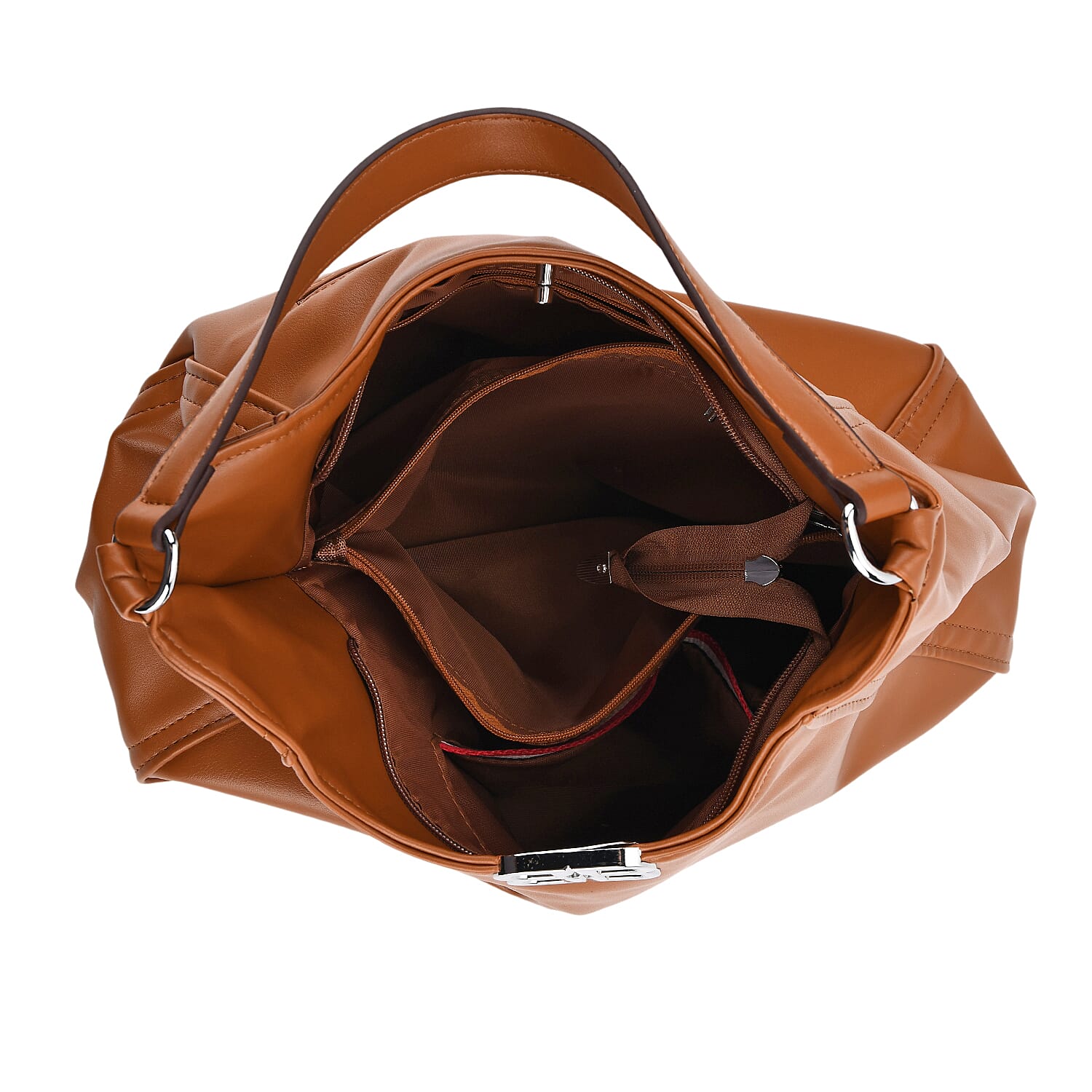 Leatherette Hobo Bag with Adjustable Shoulder Strap - Tan V32518722 6