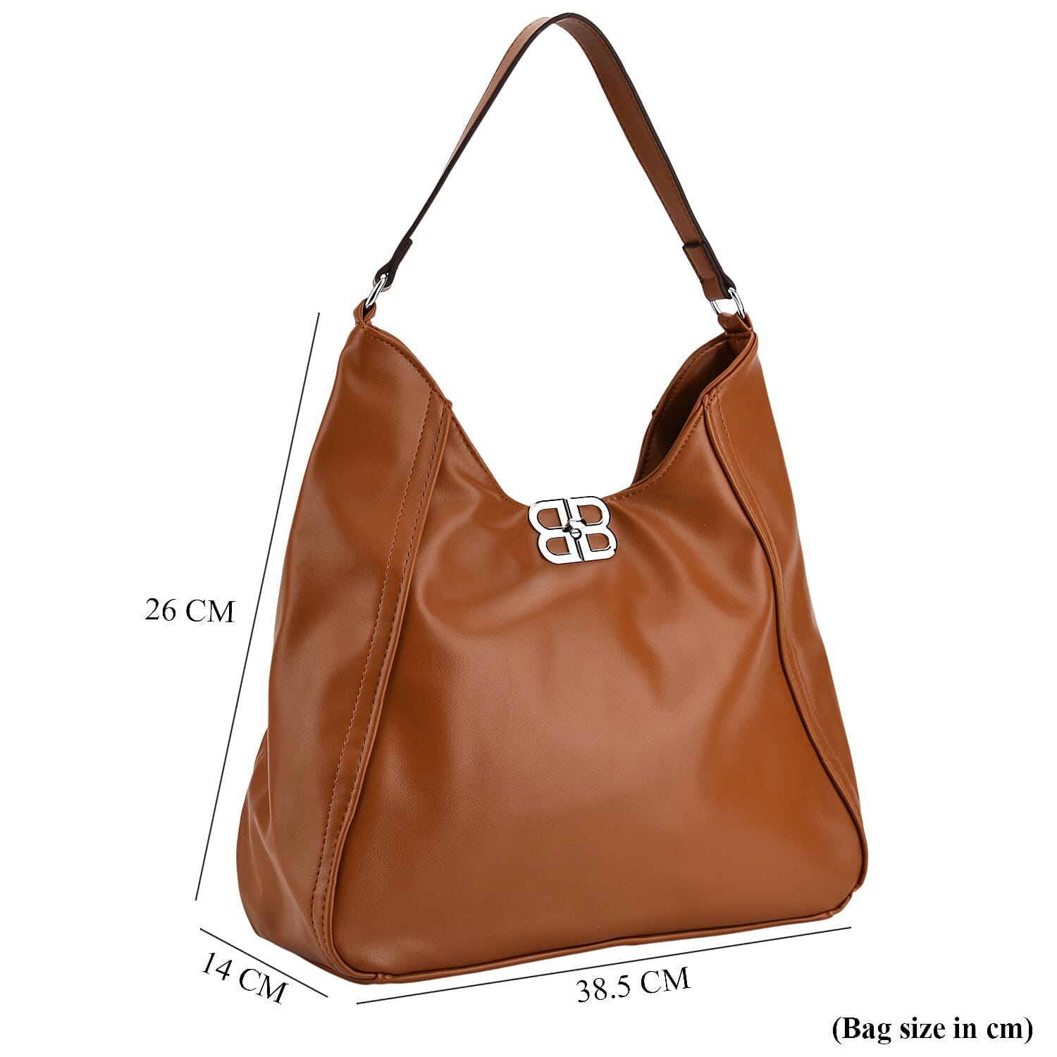 Leatherette Hobo Bag with Adjustable Shoulder Strap - Tan V32518722 8
