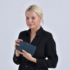 Leatherette RFID Wallet with 20 Card Slots - Blue
