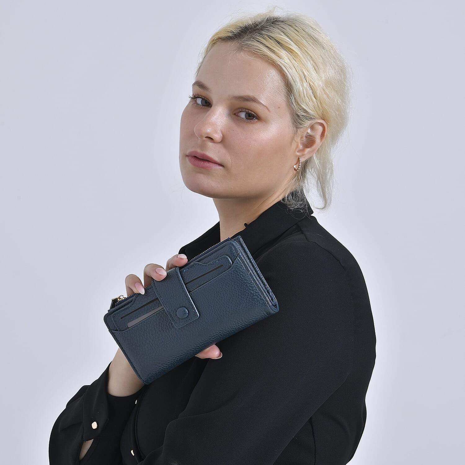Leatherette RFID Wallet with 20 Card Slots - Blue 7858553 3