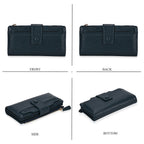 Leatherette RFID Wallet with 20 Card Slots - Blue