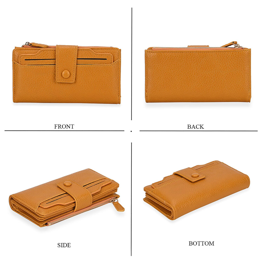 Leatherette RFID Wallet with 20 Card Slots - Yellow