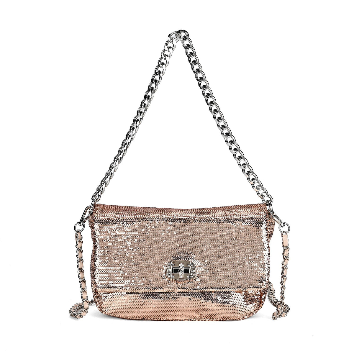 PU Sequin Crossbody Bag (Size 25x8x16 cm) - Champagne &amp; AB V32646786 0