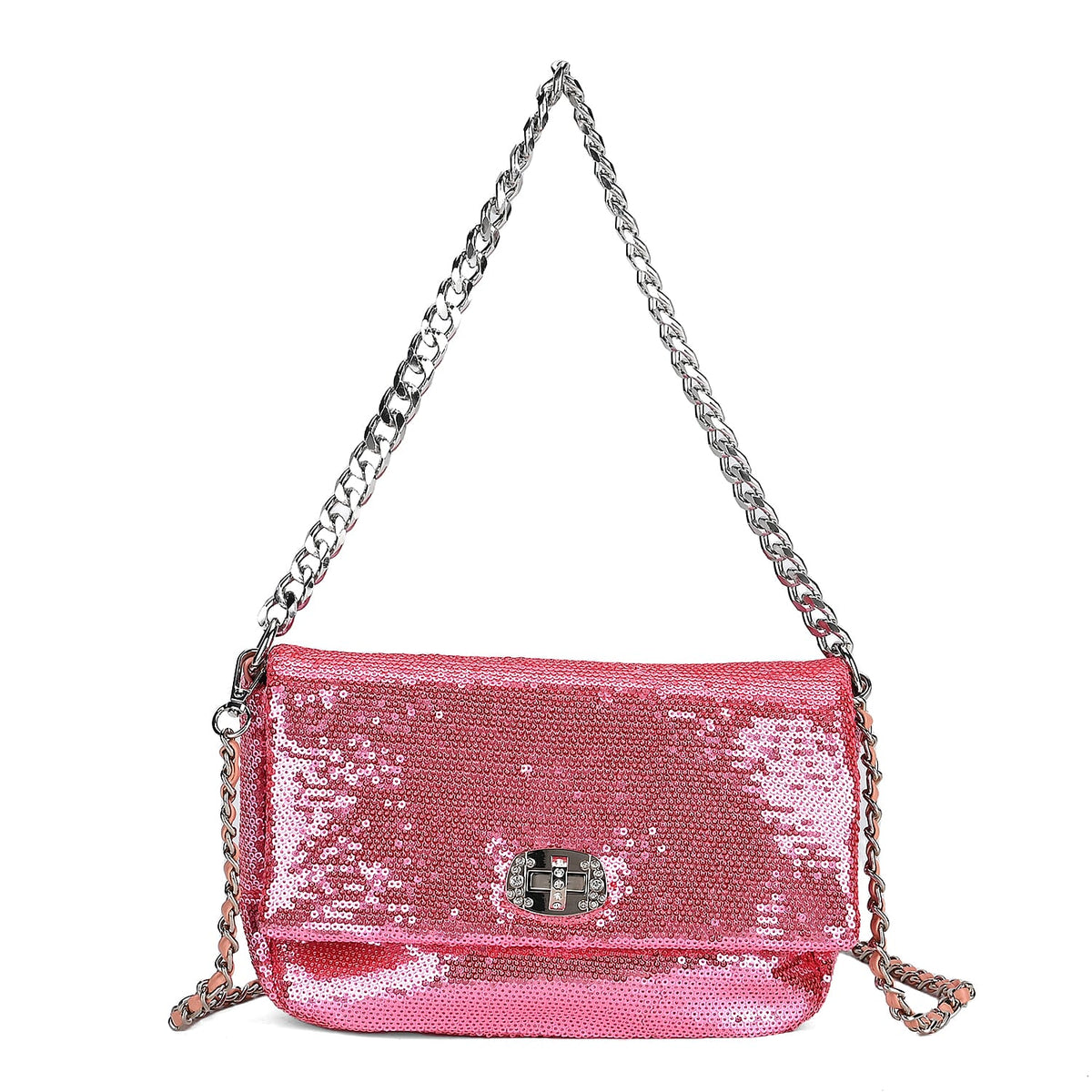 PU Sequin Crossbody Bag (Size 25x8x16 cm) - Pink &amp; AB V32582453 0