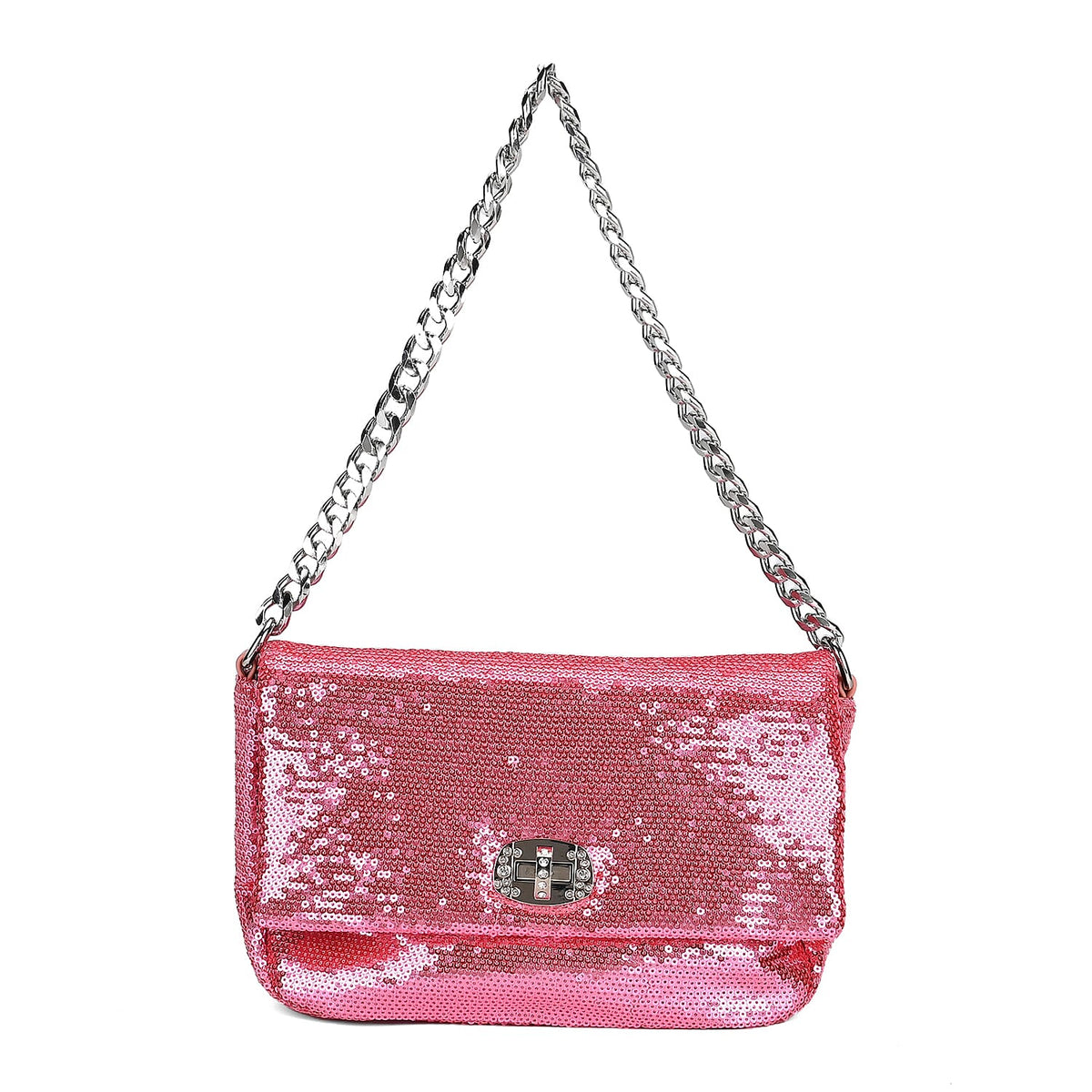 PU Sequin Crossbody Bag (Size 25x8x16 cm) - Pink &amp; AB V32582453 5