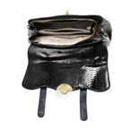 Designer Inspired- Elegant Snake-Print Embossed Satchel Handbag - Grey